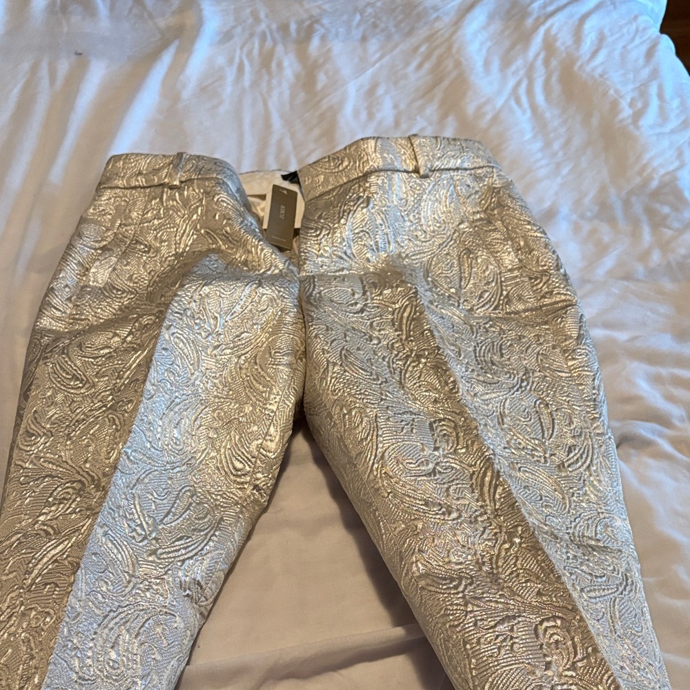 J. Crew Silver Textured Women's Pants